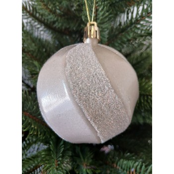 Новогодний шар в блестках "Волна" Ø80мм жемчуг, цена за набор 4шт